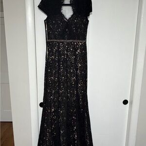 JS Collections Black Lace Maxi Dress